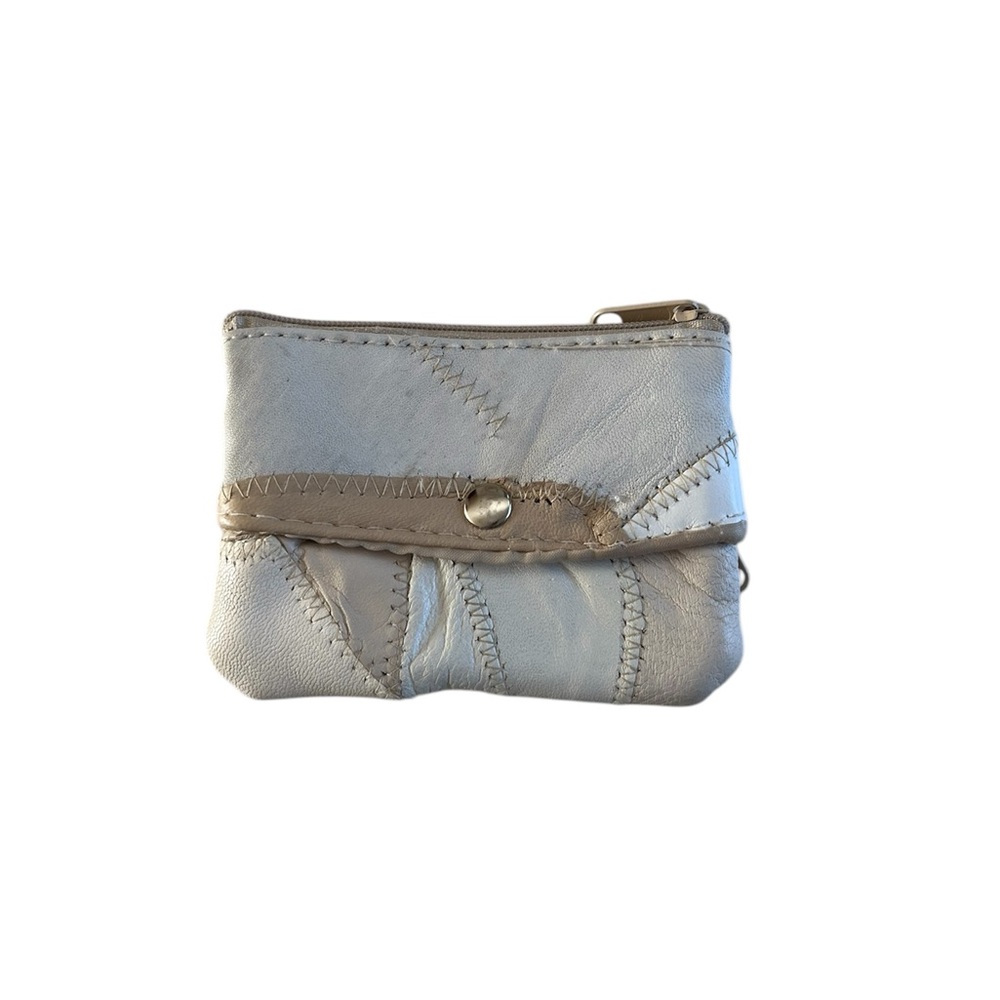 Vintage Cream Leather Patchwork Wallet